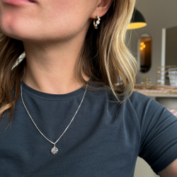"Anna" Mini ID Tag with Cross Engraving in Silver