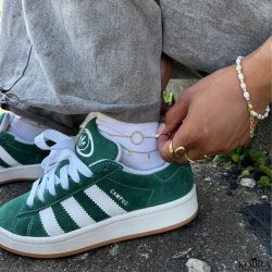 "Blue" 18 karat forgyldt ankelkde med bl/turkis emalje perler