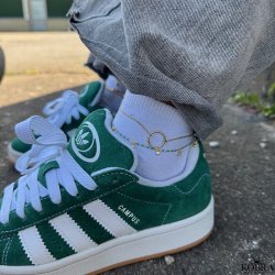 "Blue" 18 karat forgyldt ankelkde med bl/turkis emalje perler