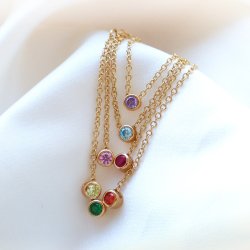 "Faye" Birthstone Armband - 18K F�rgyllt Silver