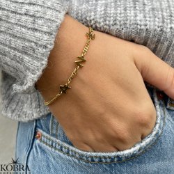 "Hayes" guld armbånd med 3 bogstaver samt 3 mm. panzerkæde