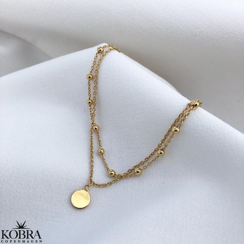 "Ellie" 18 karat forgyldt 2i1 armbnd med lille amulet