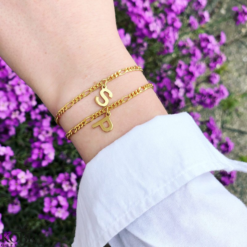 "Soho" 18 carat gold plated bracelet with handmade letter