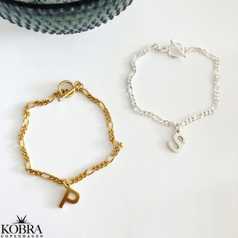 "Soho" 18 carat gold plated bracelet with handmade letter