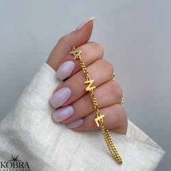 "Hayes" guld armbånd med 3 bogstaver samt 3 mm. panzerkæde