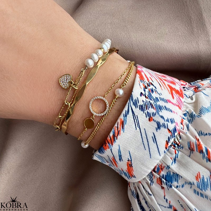 "Nina" 18 karat forgyldt armbnd med lille guldhjerte