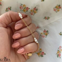 "Midsommar" forgyldt armbnd med perler og lille amulet