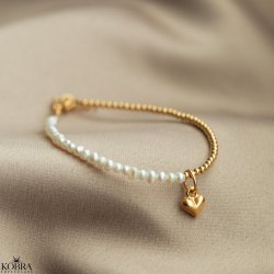  "Adele" bracelet with pearls, gold balls and heart pendant