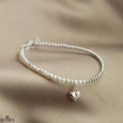  "Adele" bracelet with pearls, silver balls and heart pendant