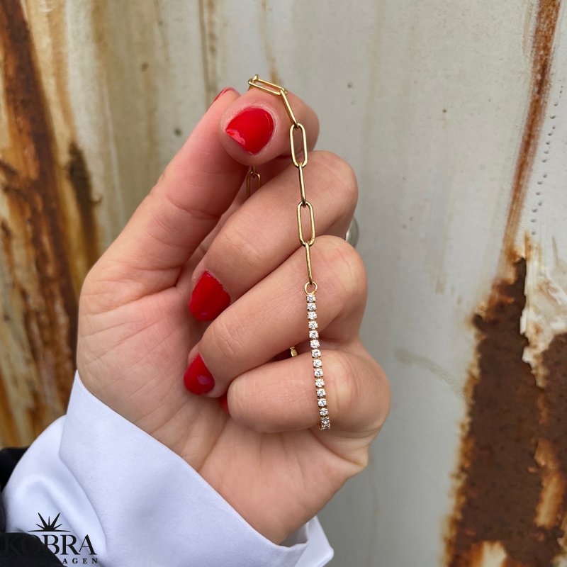 "Ruby" gold-plated bracelet with chain and stones