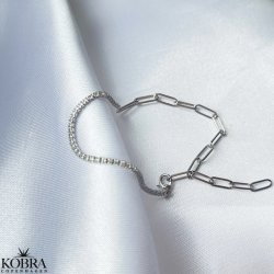 "Ruby" slv armbnd med kde og sten