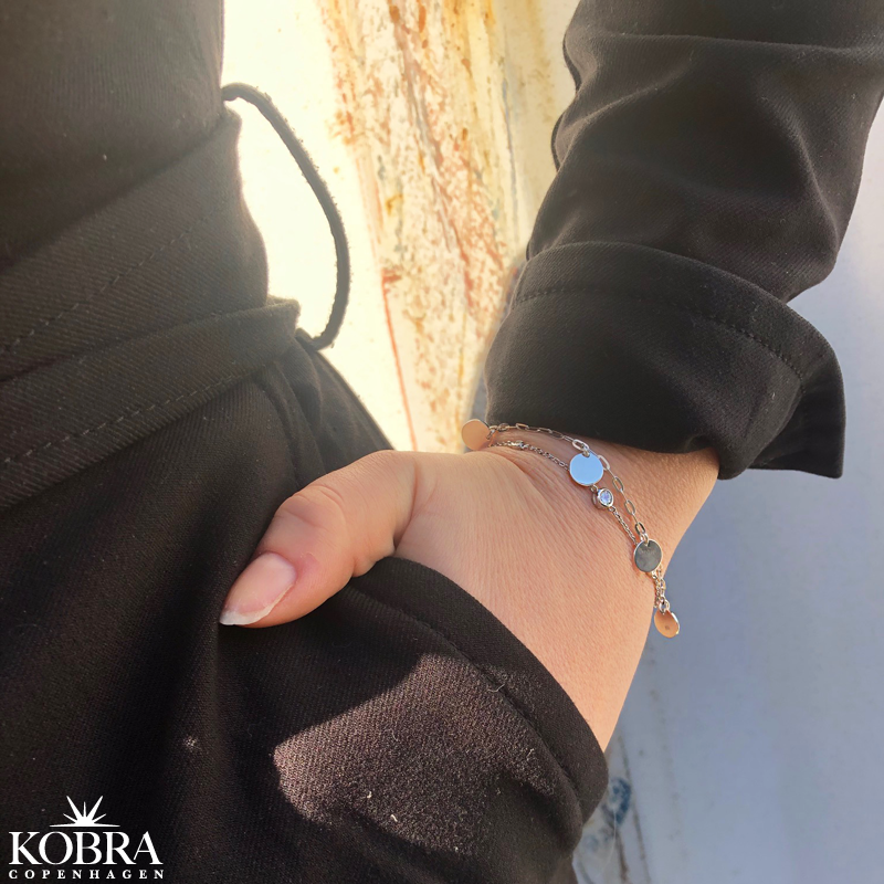 "Elma" silver bracelet with round silver plates