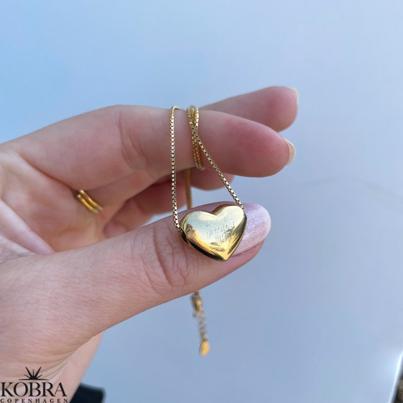 "Aura" 18 karat forgyldt hjerte halskęde inklusiv indgravering