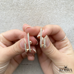 "Avery" gold earrings with white stones