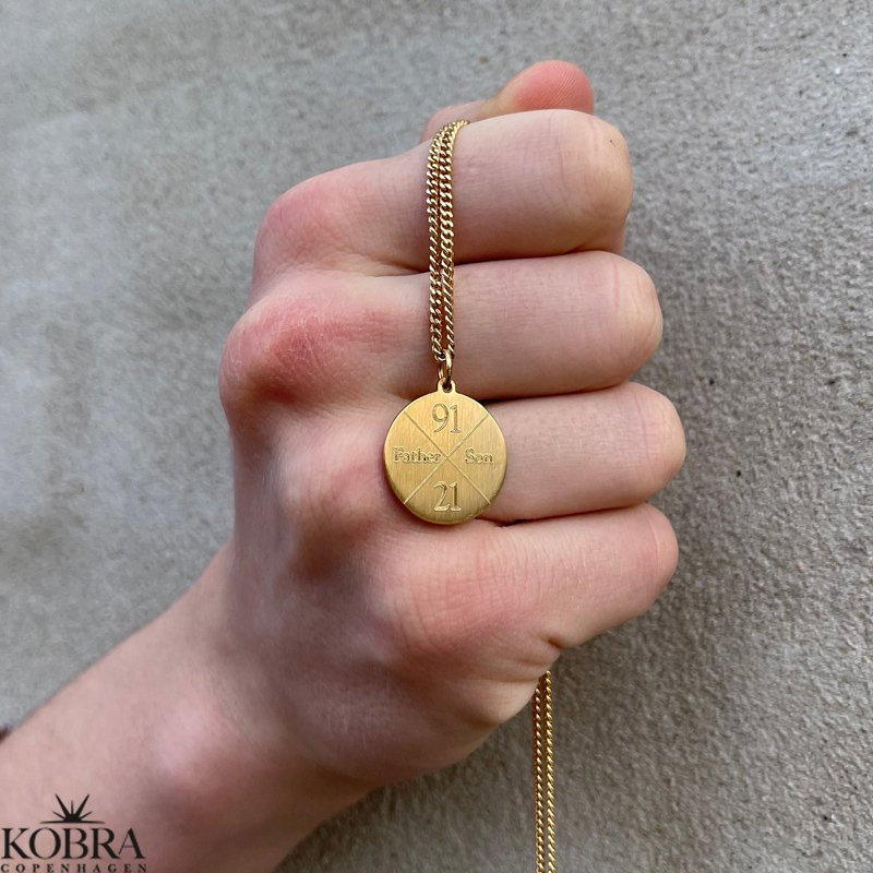 "Axton" ID tag med kryds i 18 karat forgyldt