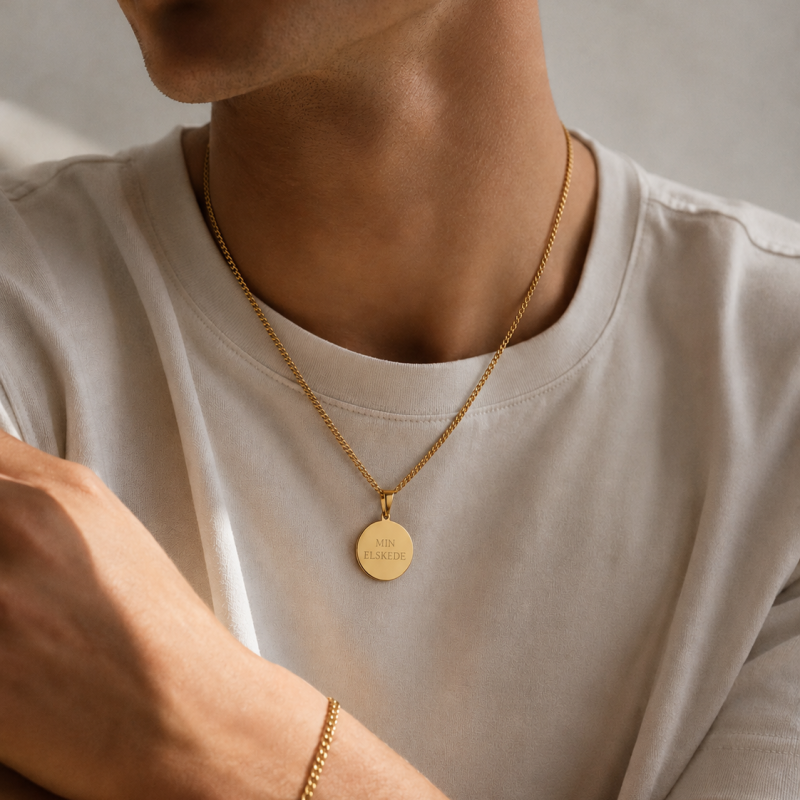 "Axton" necklace in 18K gold-plated stainless steel with engraving