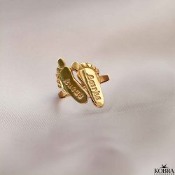 Hndlavet 18 karat forgyldt ring med babyfdder inklusiv gravering