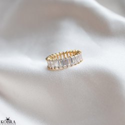 "Krystal" 18 karat forgyldt eternity ring med baguette sten