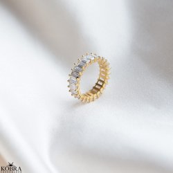 "Krystal" 18 karat forgyldt eternity ring med baguette sten