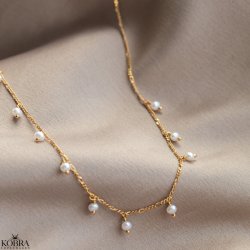 "Balance" gold necklace with real freshwater pearls