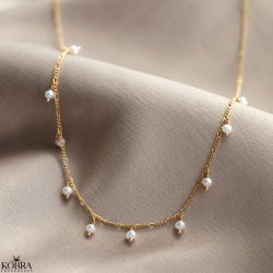 "Balance" gold necklace with real freshwater pearls