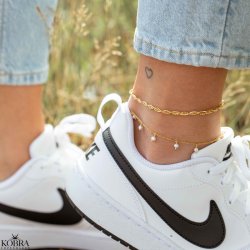 "Sally" twisted ankle chain in plated gold