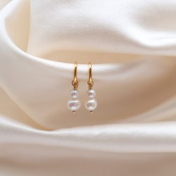 "Sabine" 18k forgyldte perle hoops