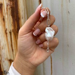 "Sarasota" slv armbnd med stor ferskvandsperle