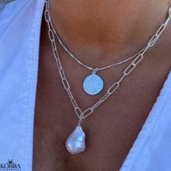 "Kansas" halskde i slv med gte ferskvandsperle 