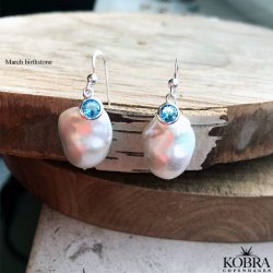 "Maggie" store gte barok ferskvandsperler med din birthstone i slv