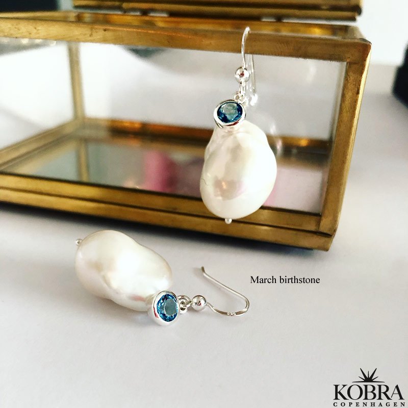 "Maggie" store gte barok ferskvandsperler med din birthstone i slv