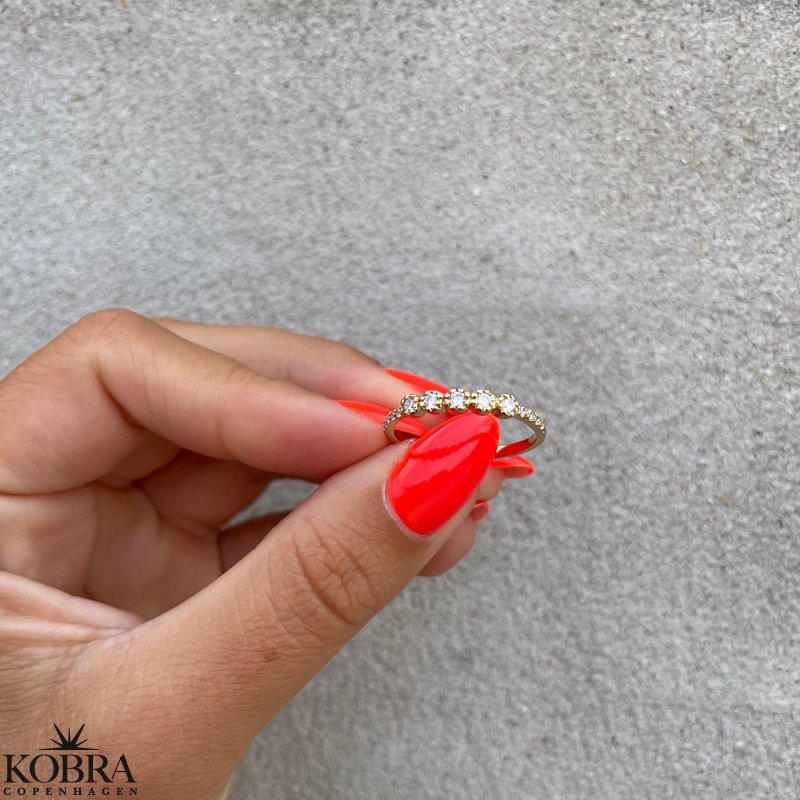 "Beatrice" gold ring with white stones