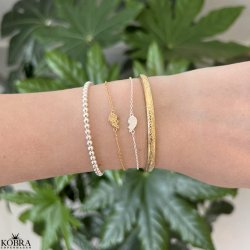 "Mellow" silver bracelet / cuff with silver balls