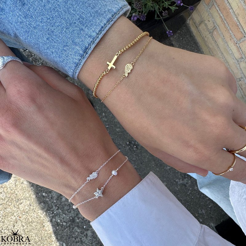 "Bestie" Hammerslet delt hjerte armbnd i slv &amp; 18 karat forgyldt
