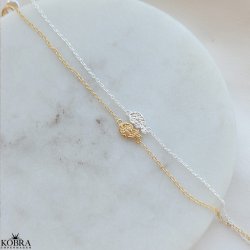 "Bestie" Hammerslet delt hjerte armbnd i slv &amp; 18 karat forgyldt