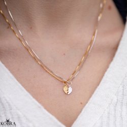 "Bestie" vennekjede med 2-delt hjerteanheng i slv- &amp; gullbelagt