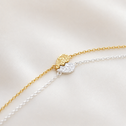 "Bestie" Hammered Split Heart in Silver &amp; Gold-Plated Silver