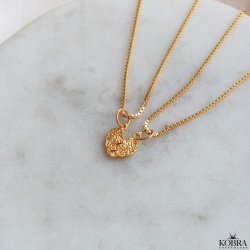 "Bestie" gullbelagt vennskapskjede med 2-delt hjerteanheng