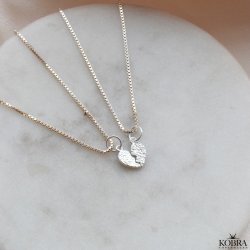 "Bestie" slv vennskapskjede med 2-delt hjerteanheng