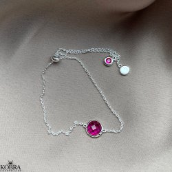 "Elegance" birthstone bracelet in silver // find your personal stone