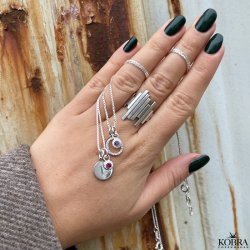 "Poise" Birthstone charm in silver / find your month