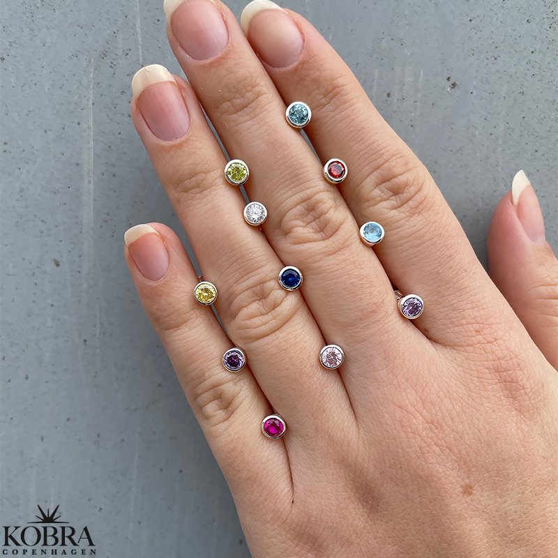 Birthstone silver earrings - find your month