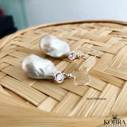 "Maggie" store gte barok ferskvandsperler med din birthstone i slv