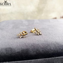 "Blair" 18 karat forgyldte sm blade med hvide sten