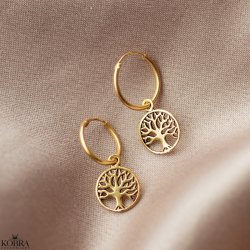 "Blaze" gold earrings with the tree of life