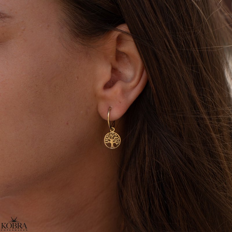 "Blaze" gold earrings with the tree of life