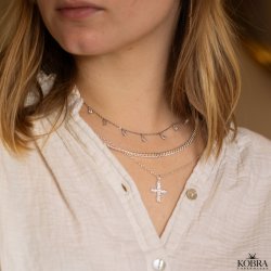 "Teardrop" slv halskde med hvide drbesten