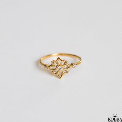 "Tully" guld blomsterring med sten