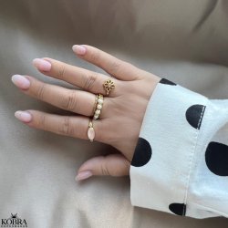 "Cookie" 18 karat forgyldt ring med gte ferskvandsperler