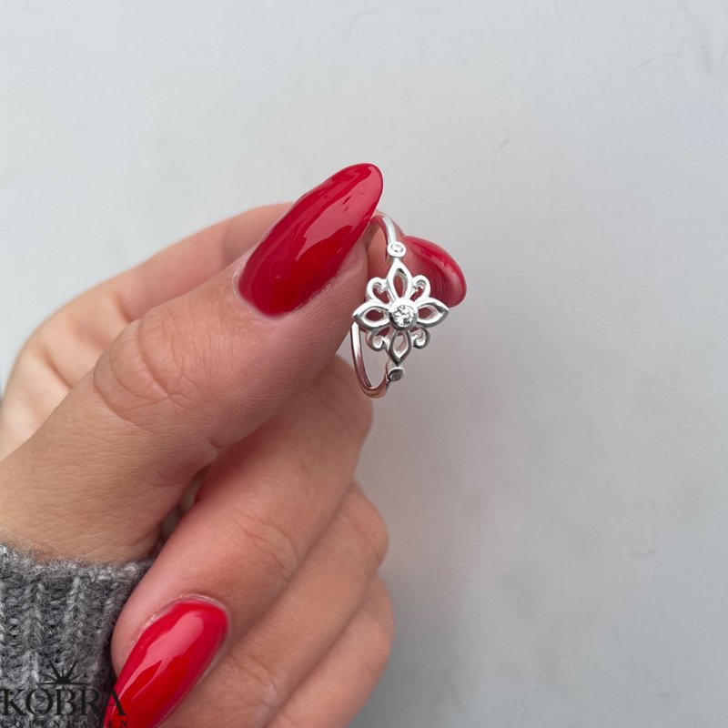 "Tully" slv blomsterring med sten